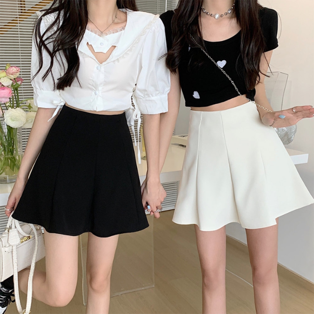 플리츠 A라인 속바지 스커트