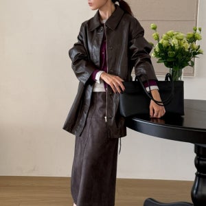 [알로하,보라프롬PICK]Leather Belted Half Jacket (2color)