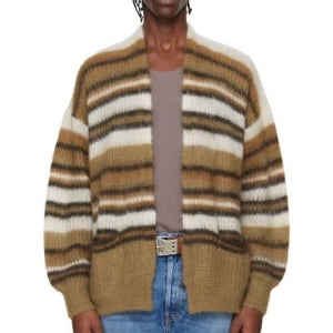 이자벨마랑 브라운 오프 화이트 스트라이프 포켓 가디건 다나 CA0014HA D1L04H TP871140292 151766397