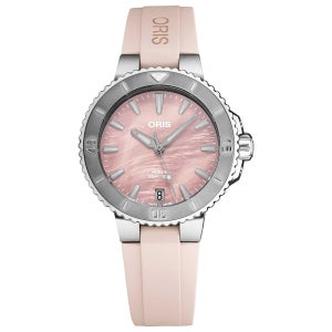 오리스 핑크 다이얼 여성 시계 73377704158RS 오토매틱 Aquis 36 5mm Pink Mother of Pearl Dial Women s Automat 151758374