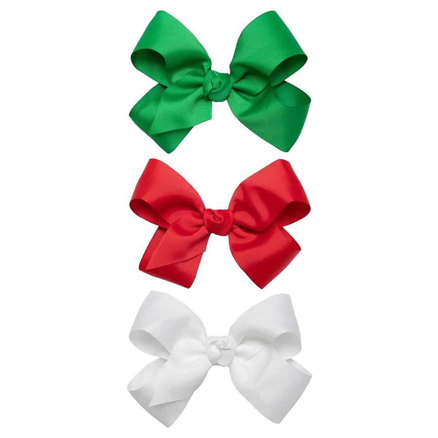 [아마존 공식]HAIRBOWS 여아용 그로그랭 헤어 리본 3팩, 헤어 클립에 매듭 랩 센터, 모든 연령 및 <b>모발</b> 유형, 15.2cm(6인치), <b>GRN</b>, 레드, 화이트