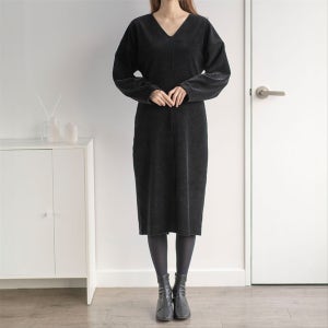 [B급할인] 슬림핏 코듀로이 원피스/블랙-S, 진앤클레어