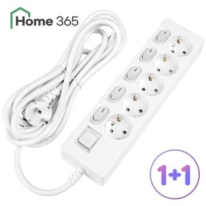 1+1 홈365 국산 개별 스위치 멀티탭 5구 5M / 16A 접지 절전형 멀티콘센트