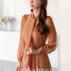 [우아한무드/여성미]로이븐 쉬폰 리본 원피스[단독특가]