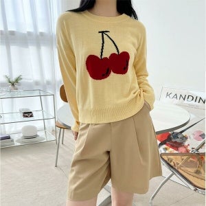 케이티알파쇼핑 오노마 ONM 여자라운드체리니트티 여성상의 니트티