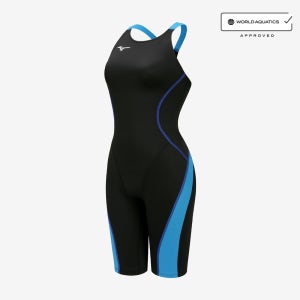 미즈노 GX 소닉스트림 반신 레이스 오픈백 블랙블루 [N2MGC72492 FINA 여자 실내수영복]