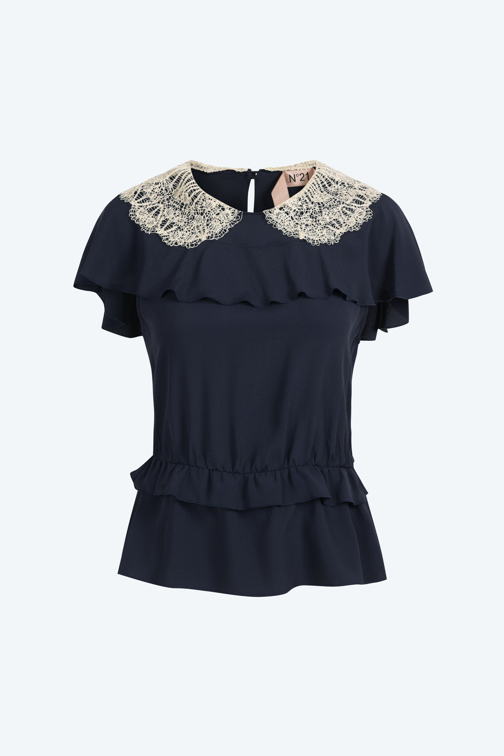 [넘버투애니원]네이비 셔링 블라우스 Navy N2SAS26011NYX