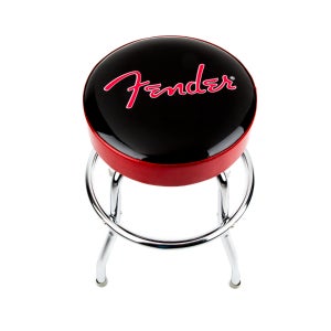 Fender Red Sparkle Logo Barstool, Black and Red Sparkle