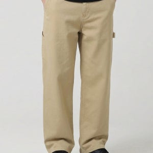 행텐 코튼 카펜터 와이드팬츠_베이지카키