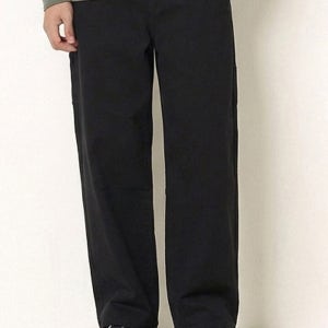 행텐 코튼 카펜터 와이드팬츠_블랙