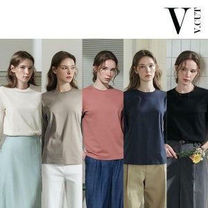 [브이컷] 브이컷 26SS 면100 튜블러 7부소매 티셔츠 5종