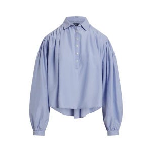 플리츠 코튼 실크 블라우스