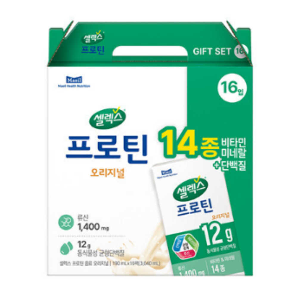 <b>셀렉스</b> 마시는 프로틴 음료 오리지널 선물세트  190ml  16개
