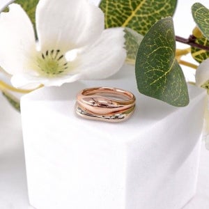 오팔하우스 14k 투톤 민자 쌍가락지 OPGDR0198