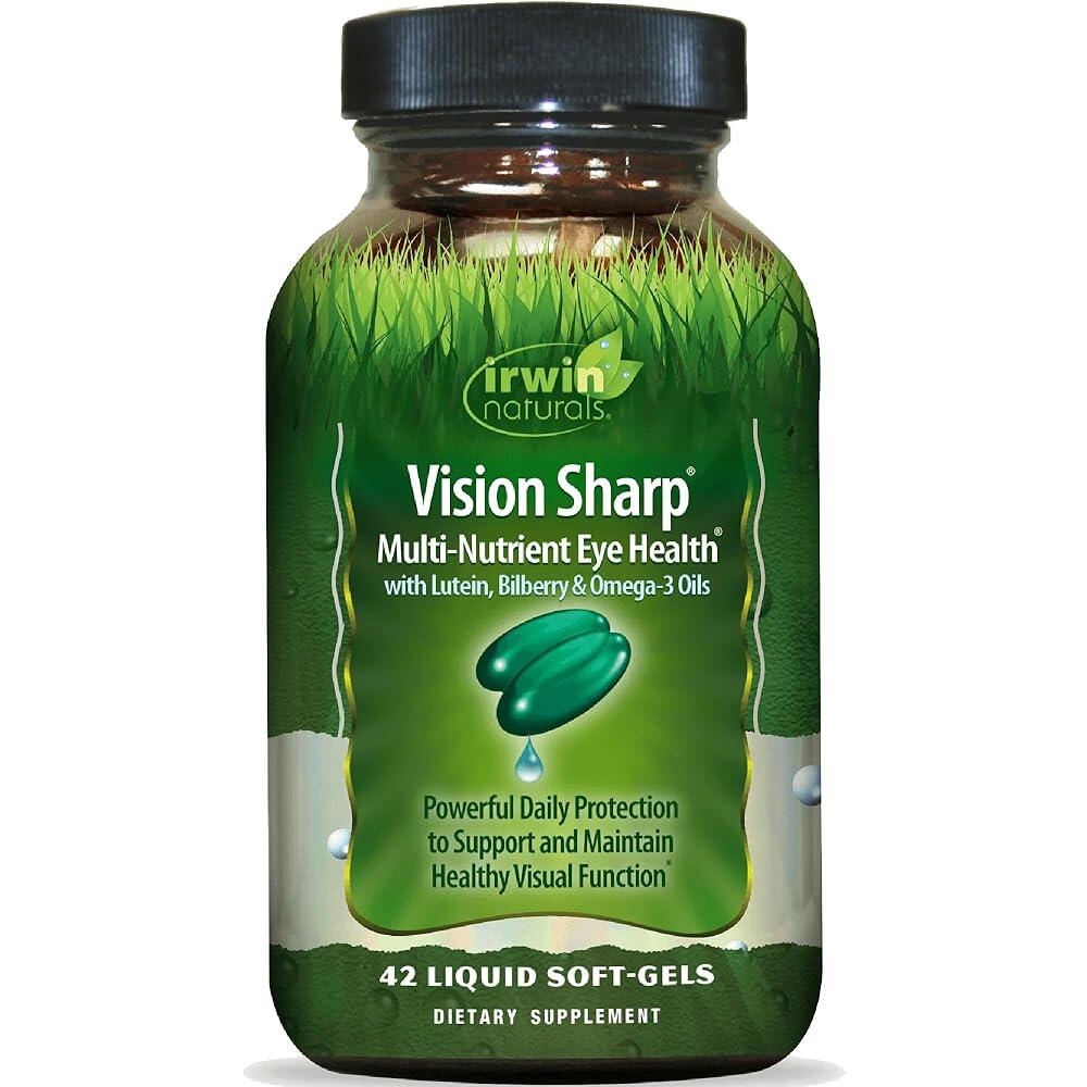 <b>Irwin NATURAL</b> <b>내추럴</b>s Vision Sharp 멀티 영양 눈 건강 <b>루테인</b> 빌베리 및 오메가-3 함유 - 액체 소프트젤 42개 218676  1개