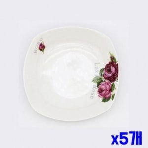 친절한탄씨 로맨틱 장미 무늬 반찬용 세라믹 플레이트 그릇 식기류 주방접시 주방식기