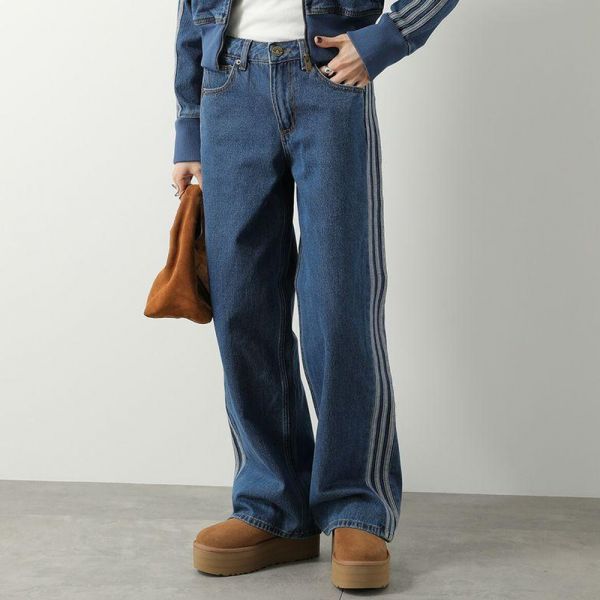 아디다스 아디다스 청바지 파이어버드 데님 팬츠 미디움 빈티지 블루 여성 하의 KD2935