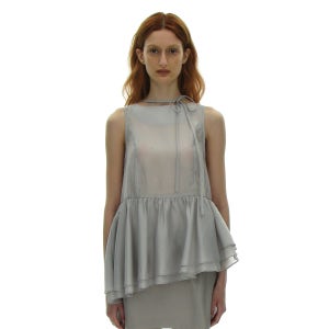 [파르티멘토 우먼] TIENECK FRILL BLOUSE_LIGHT GREY