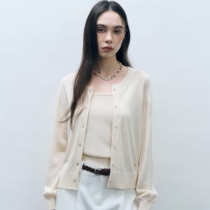 [몽돌] [26SS]_[SET] 린넨 라운드넥 가디건 오트밀 [MDCD043OATMEAL]