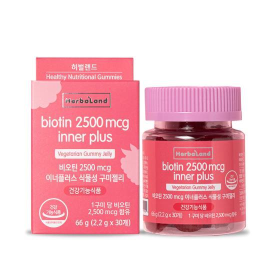 허벌랜드 <b>비오틴</b> 이너플러스 2.2g x 30구미, 1개