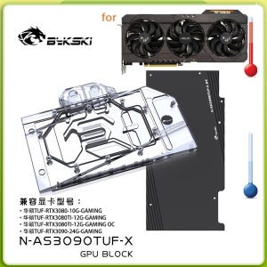 Bykski 워터 블록, ASUS TUF RTX 3080 3090 GAMING OC 비디오 GPU 카드, 구리 라디에이터, 백플레이트 RGB AURA N-AS3090TUF-X