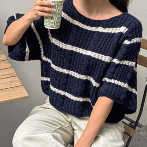 [크롭기장/도톰탄탄] 꽈배기단가라크롭니트티(3차 재입고)