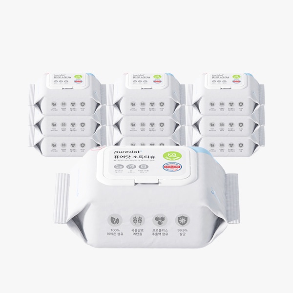 <b>퓨어닷</b> NEW 피부에도 안전한 소독티슈 10팩세트(팩당 30매)