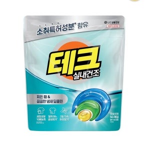 테크 겸용 실내건조 냄새 딥클린 3in1 캡슐세제 50입