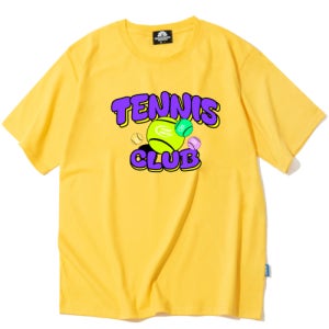 트립션 Purple Tennis Club Graphic T-Shirts - Yellow