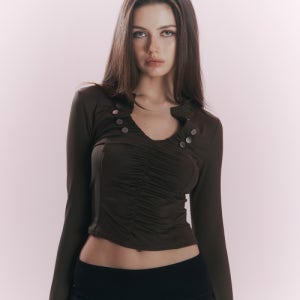 [플리즈노팔로우] Ruby Long Sleeve Top (Khaki) PNBFTP007KK