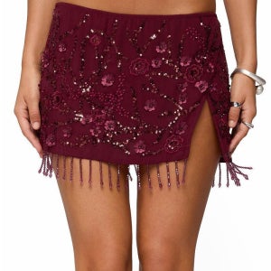 Edikted 시폰 스팽글 비드 프린지 미니 스커트 쉬폰 시퀸 Chiffon Sequin Bead Fringed Mini Skirt 5976400 151946246