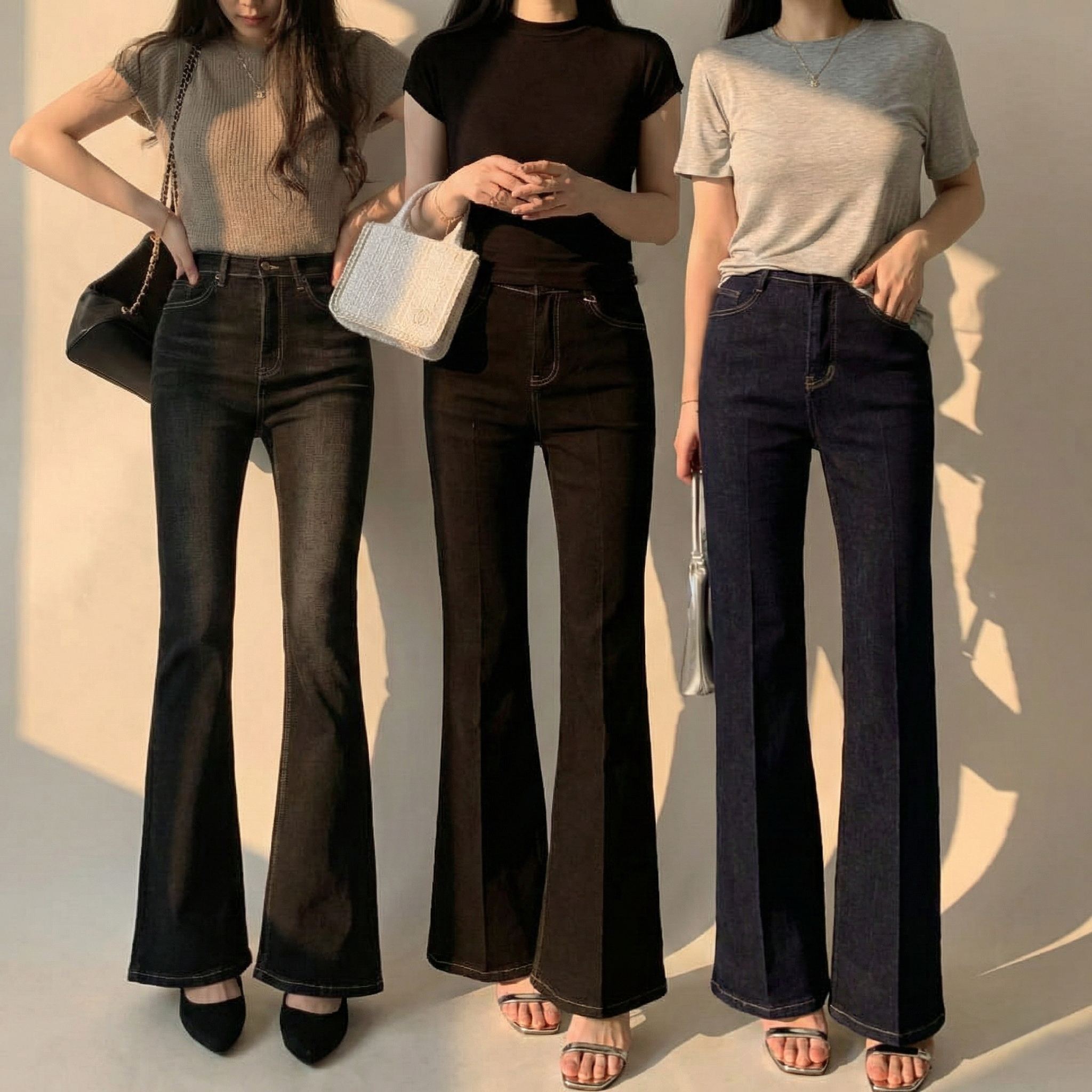 세미부츠컷청바지 블랙진 생지데님 팬츠