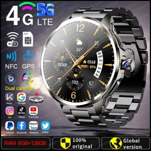 5G/4G 풀 네트워크 스마트워치 1.95인치 720*720 대화면 HD 8GB+128GB 램 비디오 통화 스마트워치 구글 플레이 WIFI GPS 유심칩