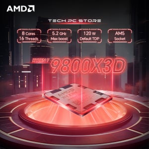 AMD 라이젠 7 9800X3D L3=96M 4.7GHz 8코어 16스레드 R7 9800X3D 게이밍 프로세서 120W 4NM DDR5 소켓 AM5 팬 없음