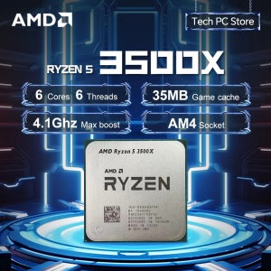 새로운 AMD Ryzen 5 3500X 3.6GHz 소켓 AM4 6코어 6스레드 65W R5 3500X 7NM L3=32M 프로세서 DDR4 쿨러 없음