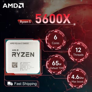 AMD Ryzen 5 5600X 3.7GHz 6코어 12스레드 R5 5600X 소켓 AM4 7NM L3=32M 프로세서 65W DDR4 팬 없음