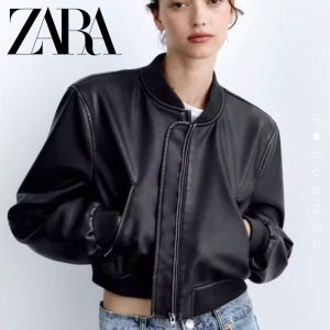 <b>ZARA</b> <b>자라</b> 웨어 이펙트 레더 필드 자켓 블루종 데일리 6318 223 S 6318223