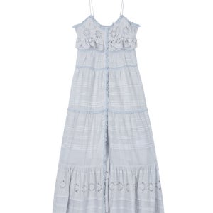 [이자벨마랑] 라이트블루 핀턱 레이스징식 면 원피스 ISDR6E491B1