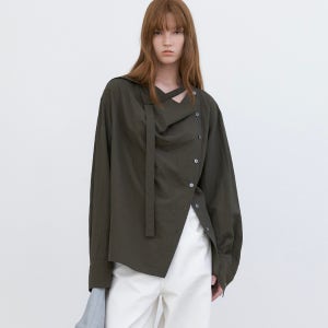 (BL-4390)ASSYMETRIC TIED BLOUSE