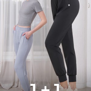 소프트 릴렉스핏 요가웨어 조거팬츠 밴딩팬츠 1+1 트레이닝바지