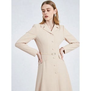 [샤트렌]  아이보리 플레어라인 롱 원피스 HCCMOP103