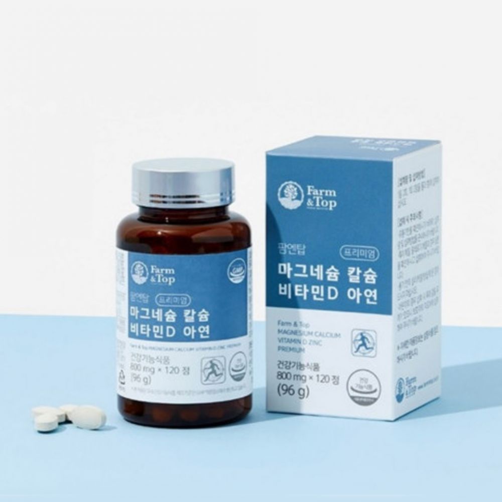 <b>팜엔탑</b> 마그네슘 칼슘 비타민D 아연 해조칼슘 건조효모 120정, 1개