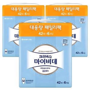 마이비데 클린케어 화장실용 비데티슈 패밀리팩 42매 18개입  플라스틱 펄프 함유 물티슈 저자극 9단계 정제수 휴대용 42매, 18개