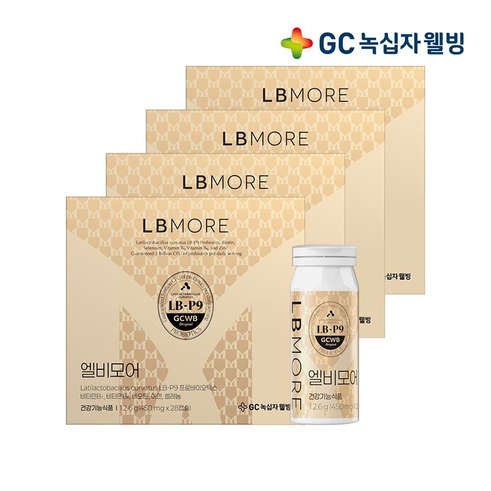 GC녹십자웰빙 엘비모어 <b>모발</b>유산균 28캡슐 4박스