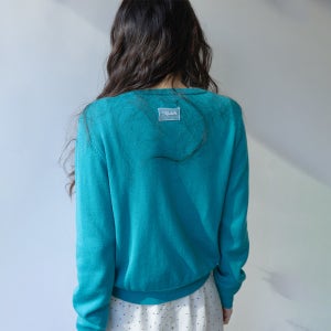 [미치코런던 코시노] [민제 pick] Essential Round Knit Cardigan Teal blue