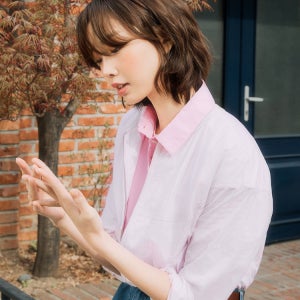 [빈폴 레이디스] 테이프 디테일 긴소매 보머형 점퍼 - 라이트핑크 연분홍색 BF5439C03Y