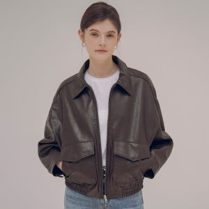 [시야쥬] SIOT4045  fake leather bomber jacket_Brown