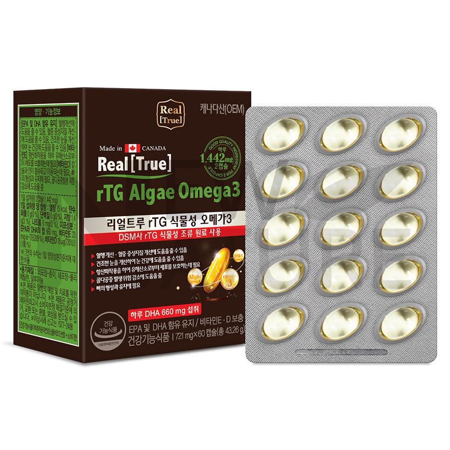 뉴네이처 <b>리얼트루</b> rTG 식물성 조류 <b>오메가3</b> 43.26g  1개  60정