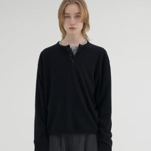 [노운] pique henley t-shirts (black) 26SS