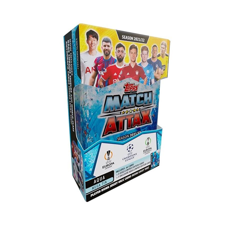 [아마존 공식]2021-22 Topps UEFA 챔피언 리그 매치 어택스 카드 - 메가 틴 아쿠아
